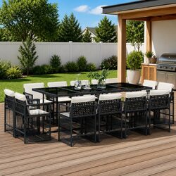 Garden Dining Set 13 Piece Outdoor Furniture Poly Rattan Chairs Table Cushions