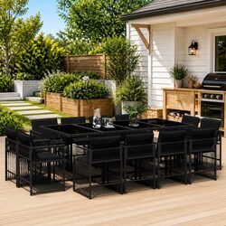 13 Piece Outdoor Dining Set Garden Patio Furniture PE Rattan Chairs Table