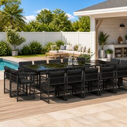 Garden Dining Set 15 Piece Outdoor Furniture Patio Table Chairs with Cushions