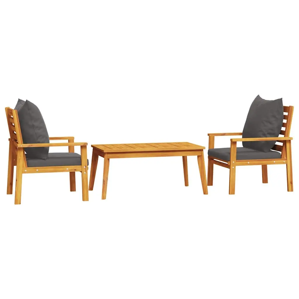 3 Piece Garden Lounge Set Acacia Wood Outdoor Patio Furniture with Cushions