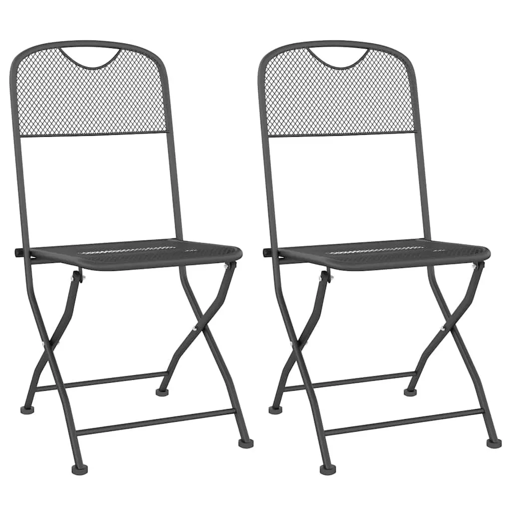 Garden Dining Set 3 Piece Outdoor Furniture Anthracite Metal Mesh Table Chairs