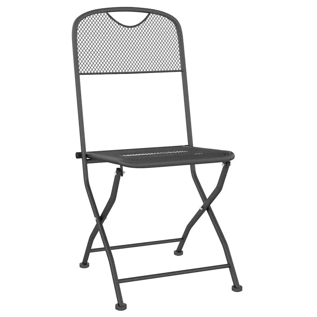 Garden Dining Set 3 Piece Outdoor Furniture Anthracite Metal Mesh Table Chairs
