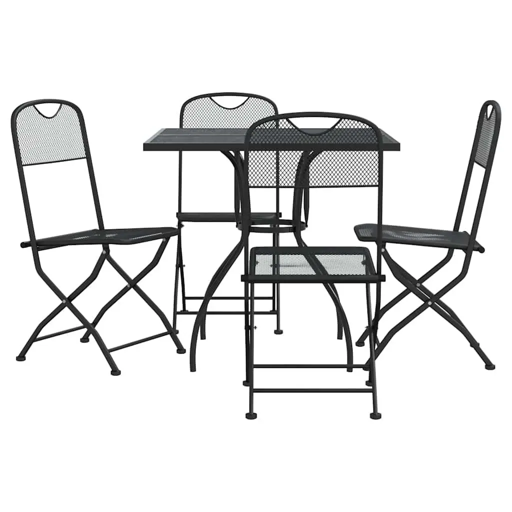 Garden Dining Set 5 Piece Outdoor Furniture Anthracite Metal Mesh Patio Table