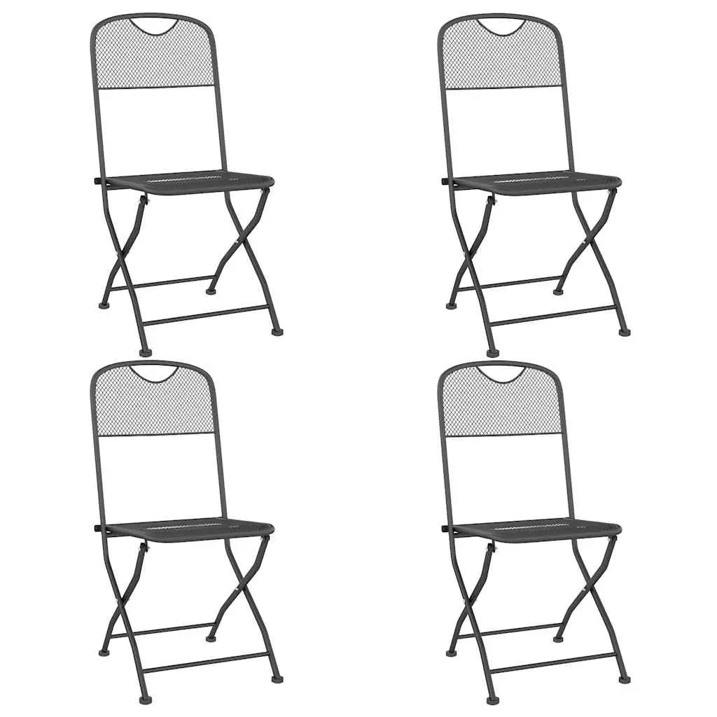 Garden Dining Set 5 Piece Outdoor Furniture Anthracite Metal Mesh Patio Table
