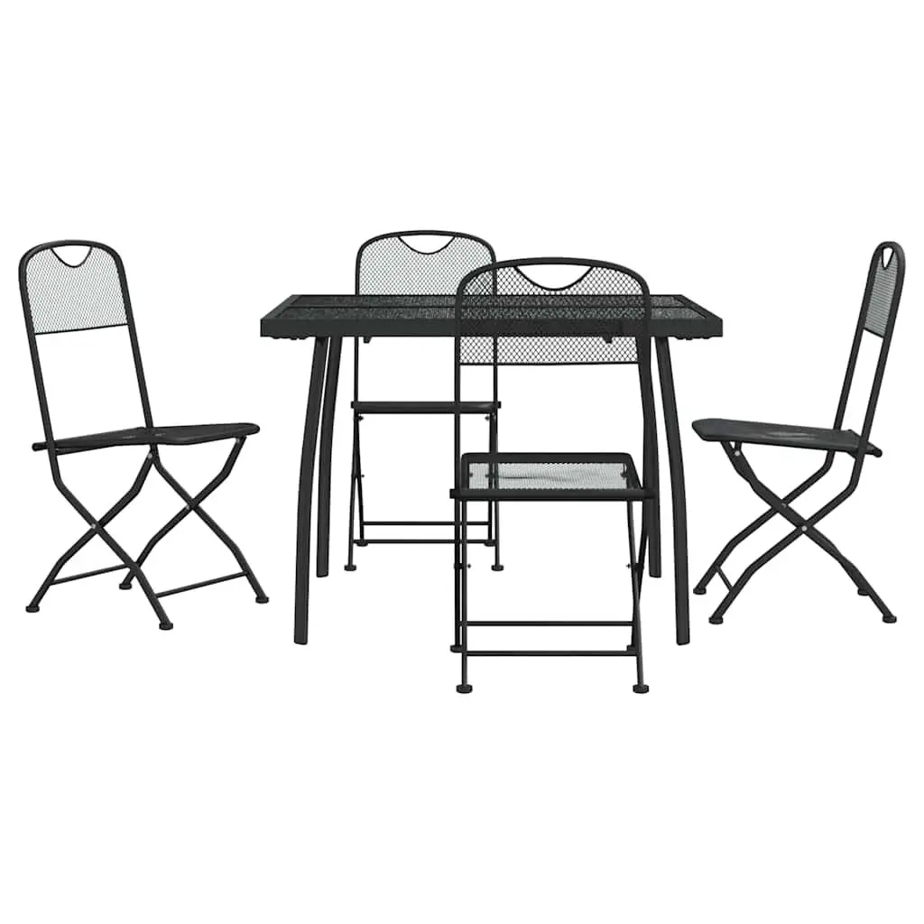 Garden Dining Set 5 Piece Metal Mesh Table Anthracite Outdoor Furniture