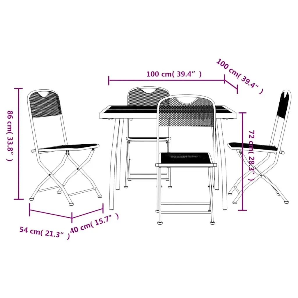 Garden Dining Set 5 Piece Metal Mesh Table Anthracite Outdoor Furniture