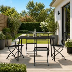 Garden Dining Set 5 Piece Outdoor Furniture Mesh Anthracite Metal Foldable