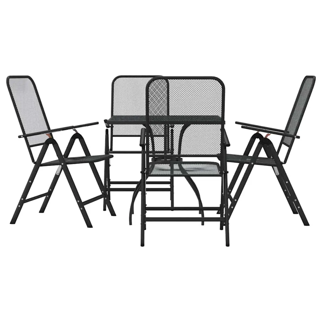 5 Piece Outdoor Garden Dining Set Anthracite Metal Mesh Table Chairs Patio