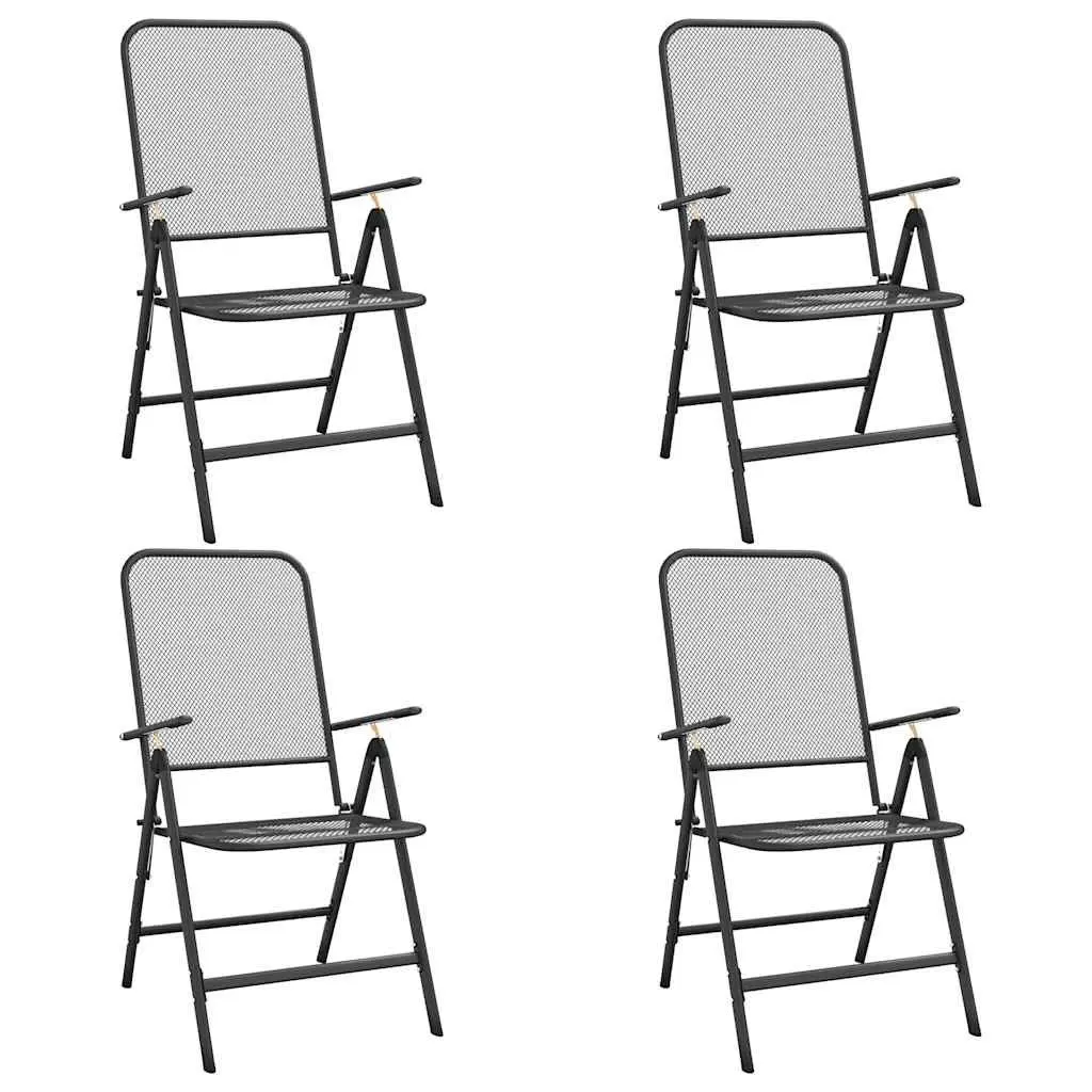5 Piece Outdoor Garden Dining Set Anthracite Metal Mesh Table Chairs Patio