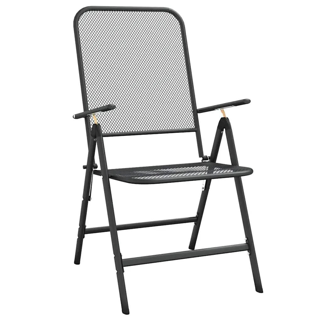 Garden Dining Set 5 Piece Outdoor Furniture Metal Mesh Anthracite Patio Chairs