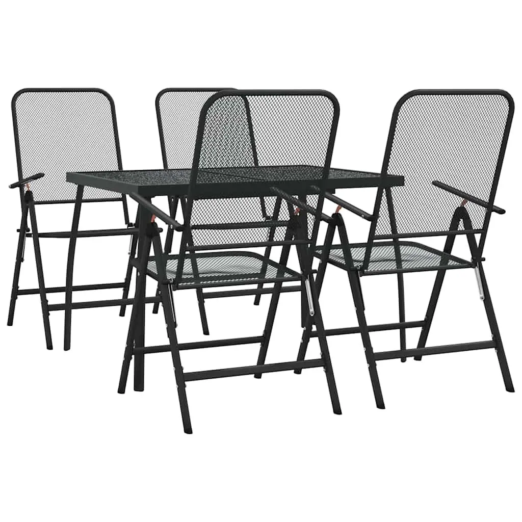 Garden Dining Set 5 Piece Outdoor Furniture Metal Mesh Anthracite Patio Table