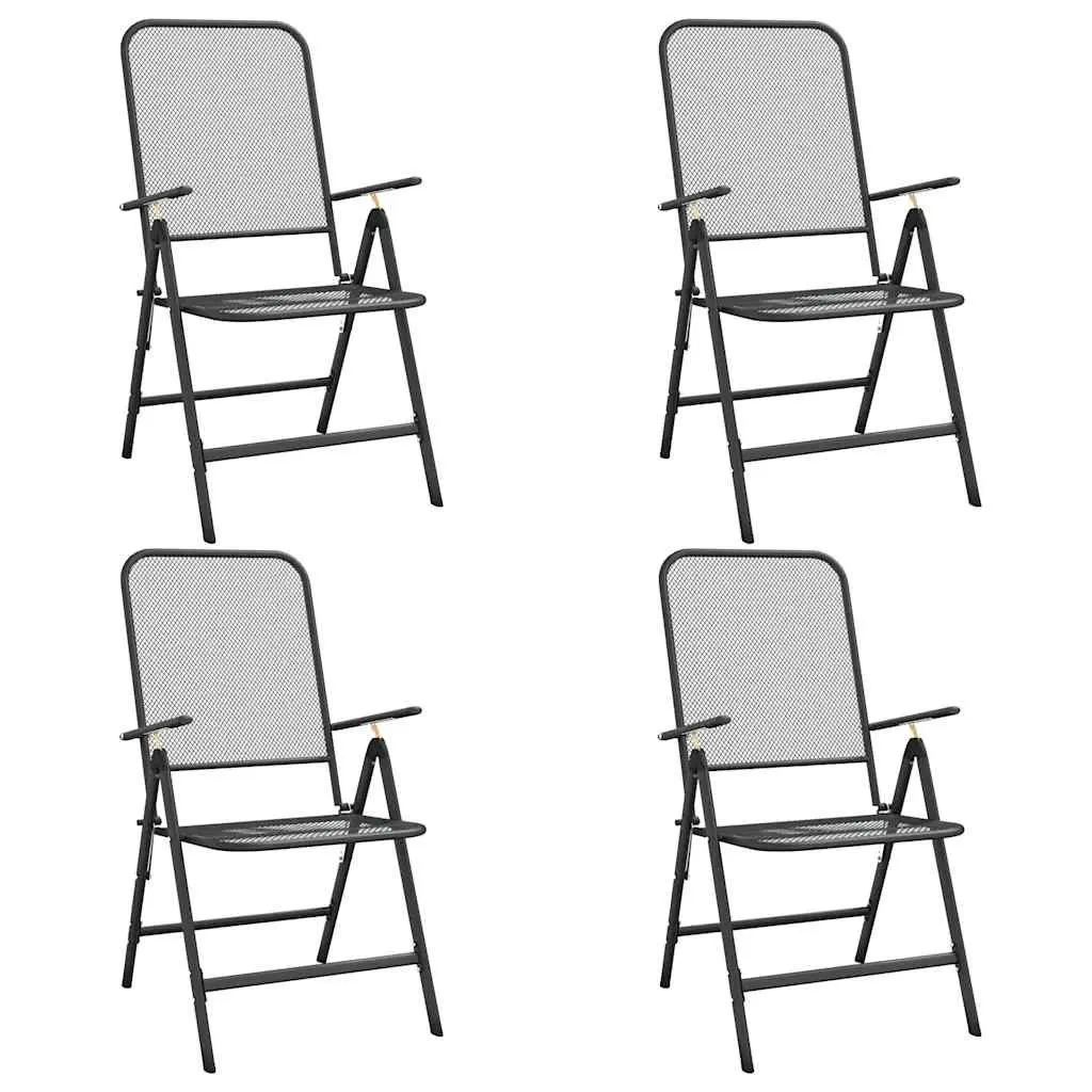 Garden Dining Set 5 Piece Outdoor Furniture Metal Mesh Anthracite Patio Table