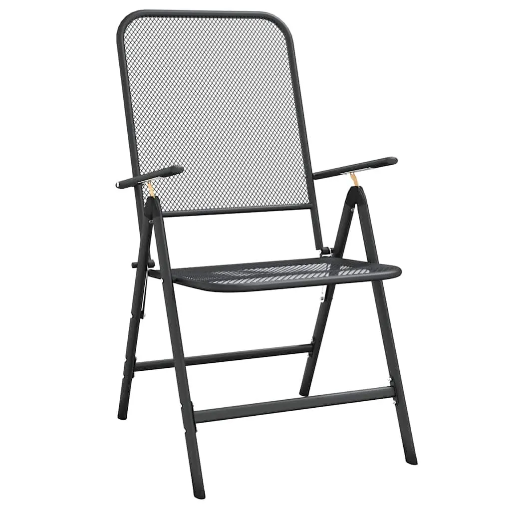 Garden Dining Set 5 Piece Outdoor Furniture Metal Mesh Anthracite Patio Table