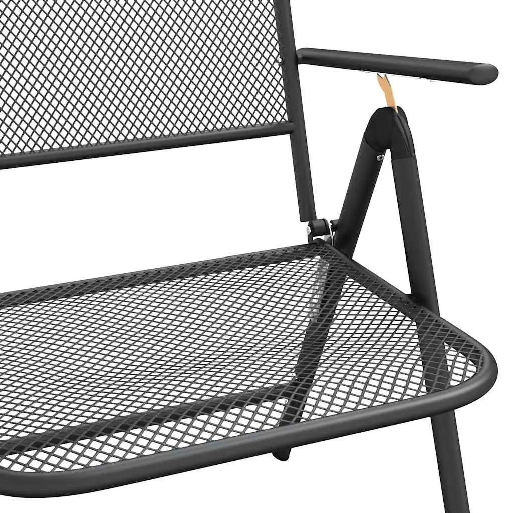 7 Piece Garden Dining Set Anthracite Metal Mesh Outdoor Furniture Patio Table