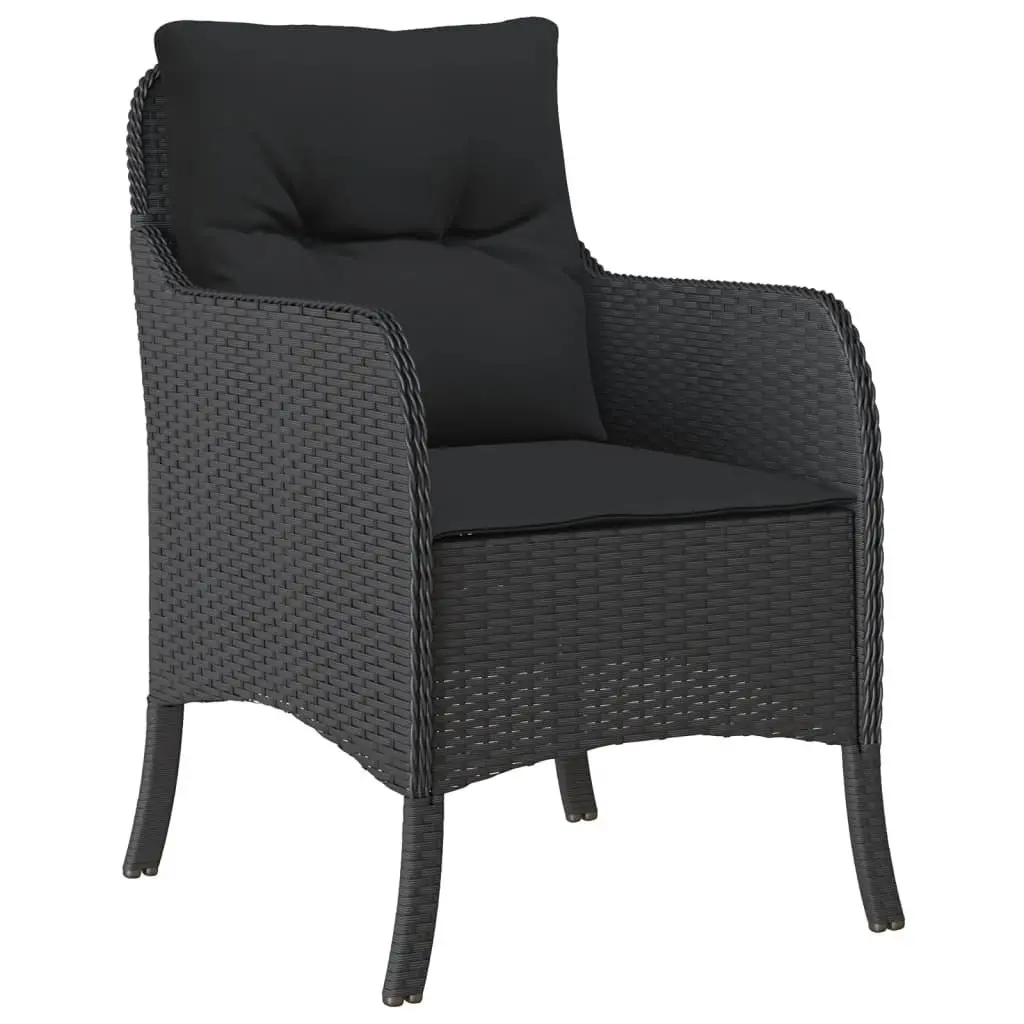 Outdoor Dining Set 5 Piece Black Poly Rattan with Cushions