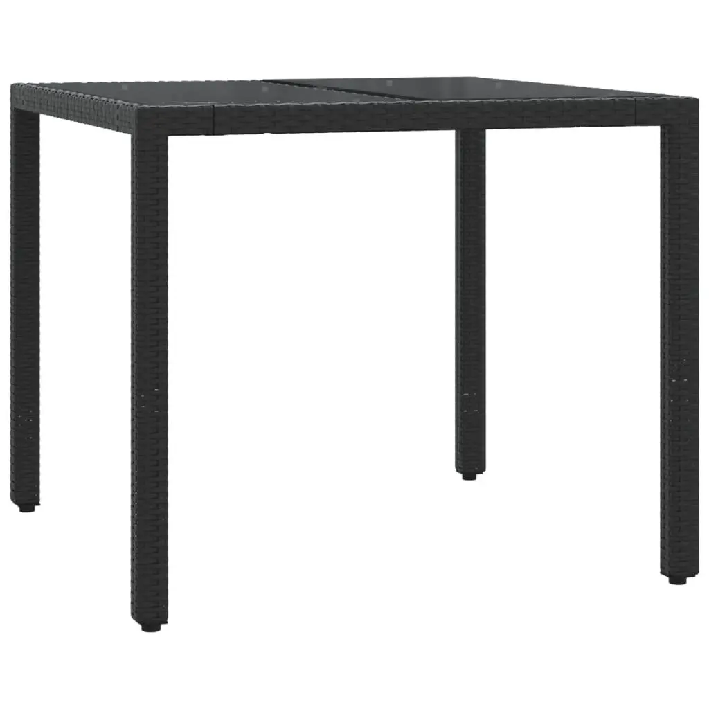 Outdoor Dining Set 5 Piece Black Poly Rattan with Cushions