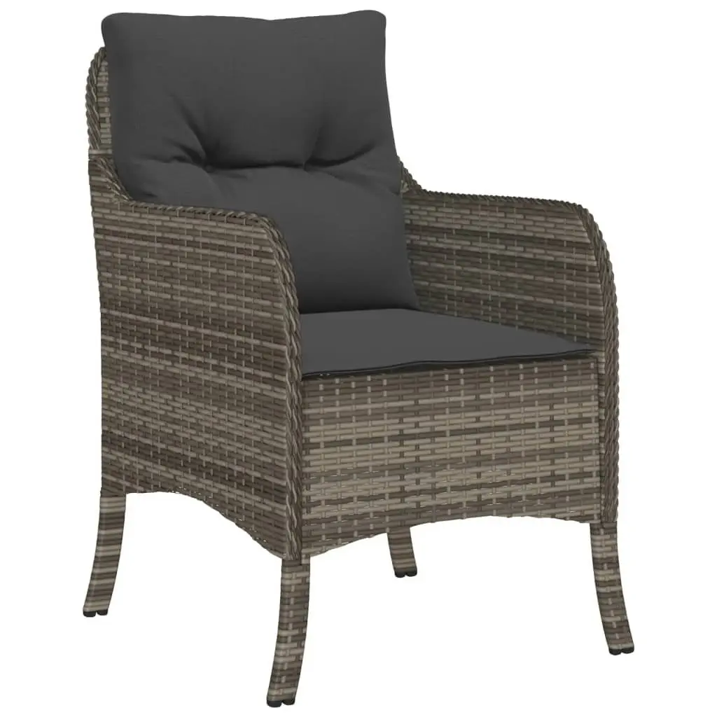 Outdoor Dining Set 7 Piece Grey Poly Rattan Garden Furniture with Cushions