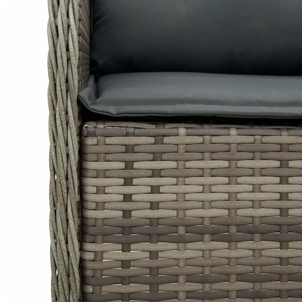 Outdoor Dining Set 7 Piece Garden Furniture Grey Poly Rattan with Cushions