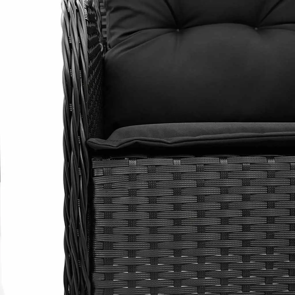 Garden Dining Set 5 Piece Outdoor Furniture Black Poly Rattan with Cushions