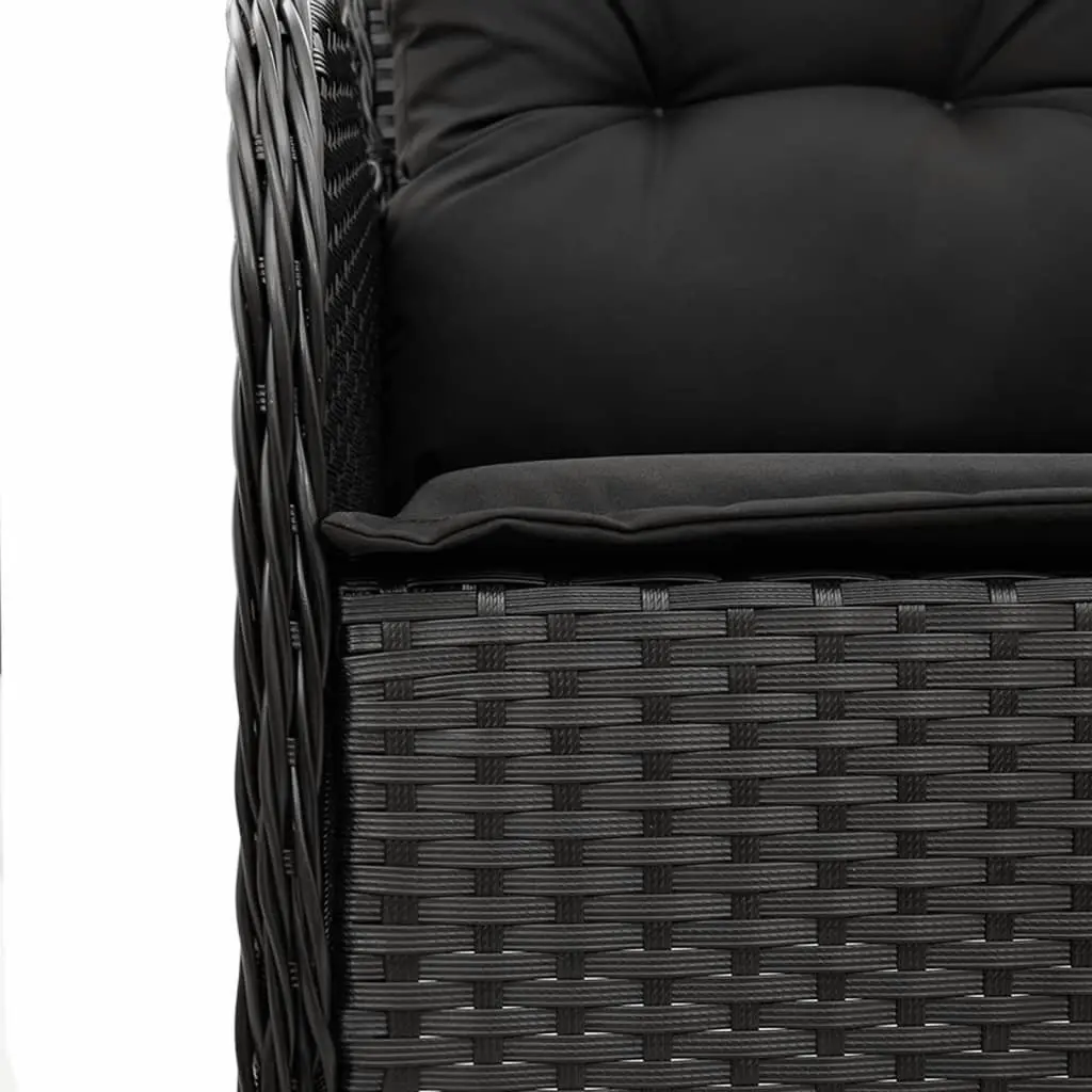 Outdoor Dining Set 7 Piece Garden Furniture Black Poly Rattan Patio Table Chairs