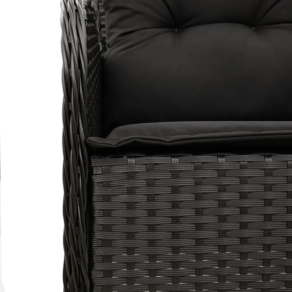 Outdoor Dining Set 3 Piece Garden Furniture Black PE Rattan with Cushions