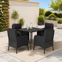 Garden Dining Set 5 Piece Outdoor Furniture Patio Table Chairs Cushions Black