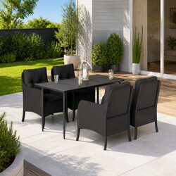 Garden Dining Set 5 Piece Outdoor Furniture Patio Table Chairs with Cushions