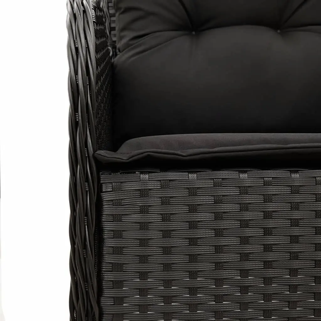 Outdoor Dining Set 7 Piece Garden Patio Furniture with Cushions Black Poly