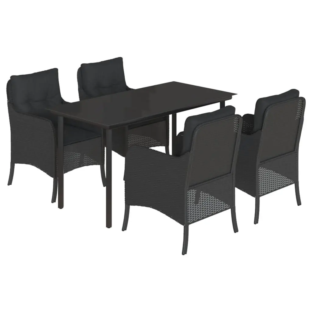 Outdoor Dining Set 5 Piece Garden Furniture Table Chairs with Cushions Black