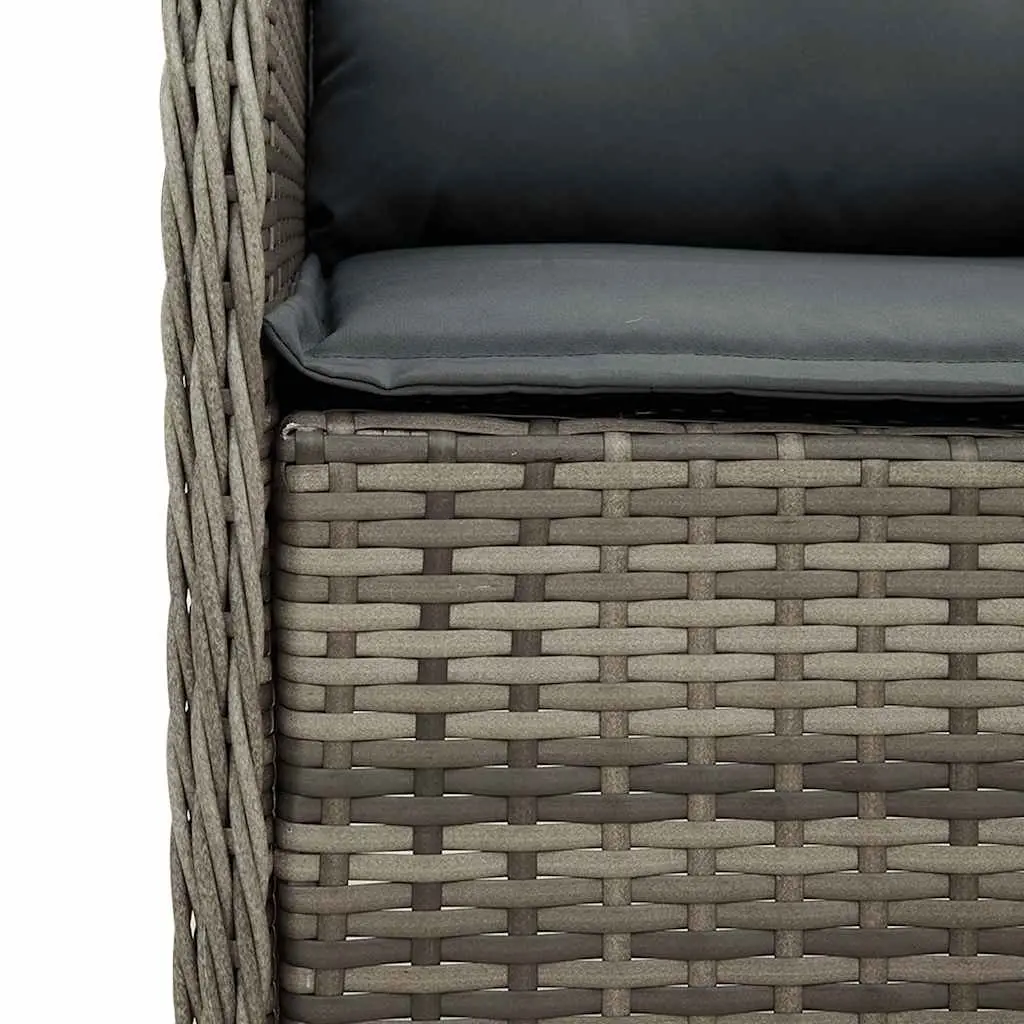 7 Piece Outdoor Dining Set Grey Poly Rattan Cushions Patio Garden Furniture
