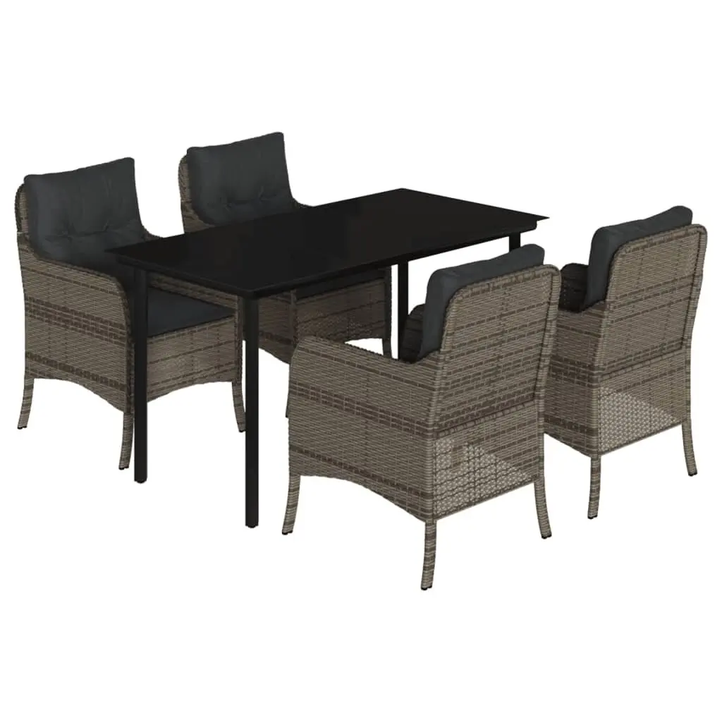 Garden Dining Set 5 Piece Outdoor Furniture Table Chairs Cushions Grey