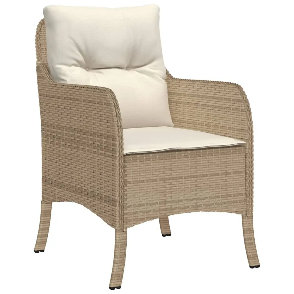 Outdoor Dining Set 3 Piece Garden Furniture Beige Poly Rattan with Cushions