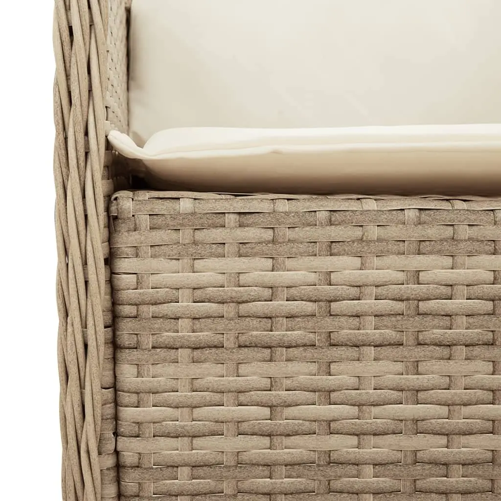 Outdoor Dining Set 3 Piece Garden Furniture Beige Poly Rattan with Cushions