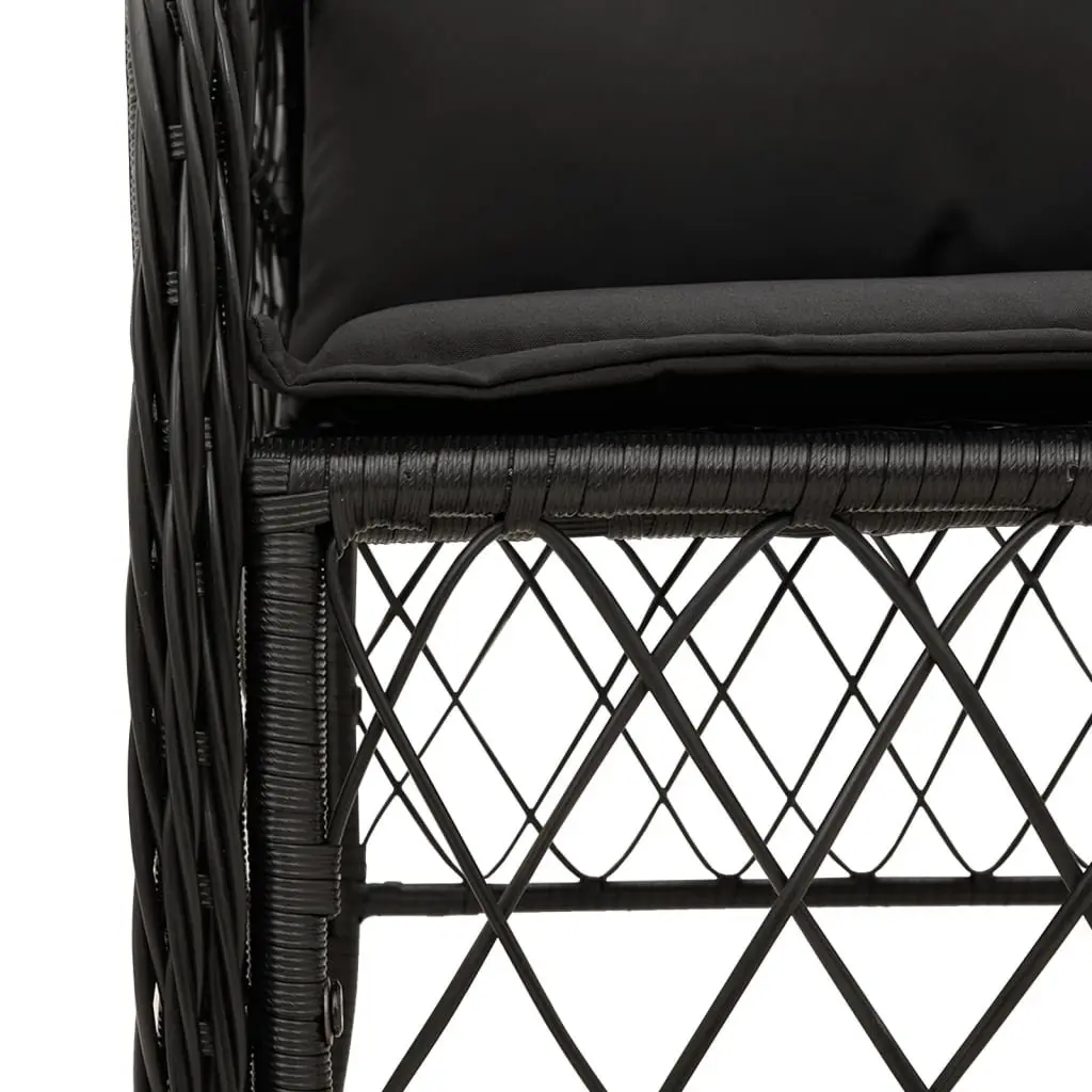 Outdoor Bistro Set 3 Piece Poly Rattan Garden Furniture Black with Cushions