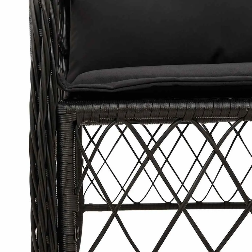 Outdoor Dining Set 5 Piece Garden Furniture Black PE Rattan with Cushions