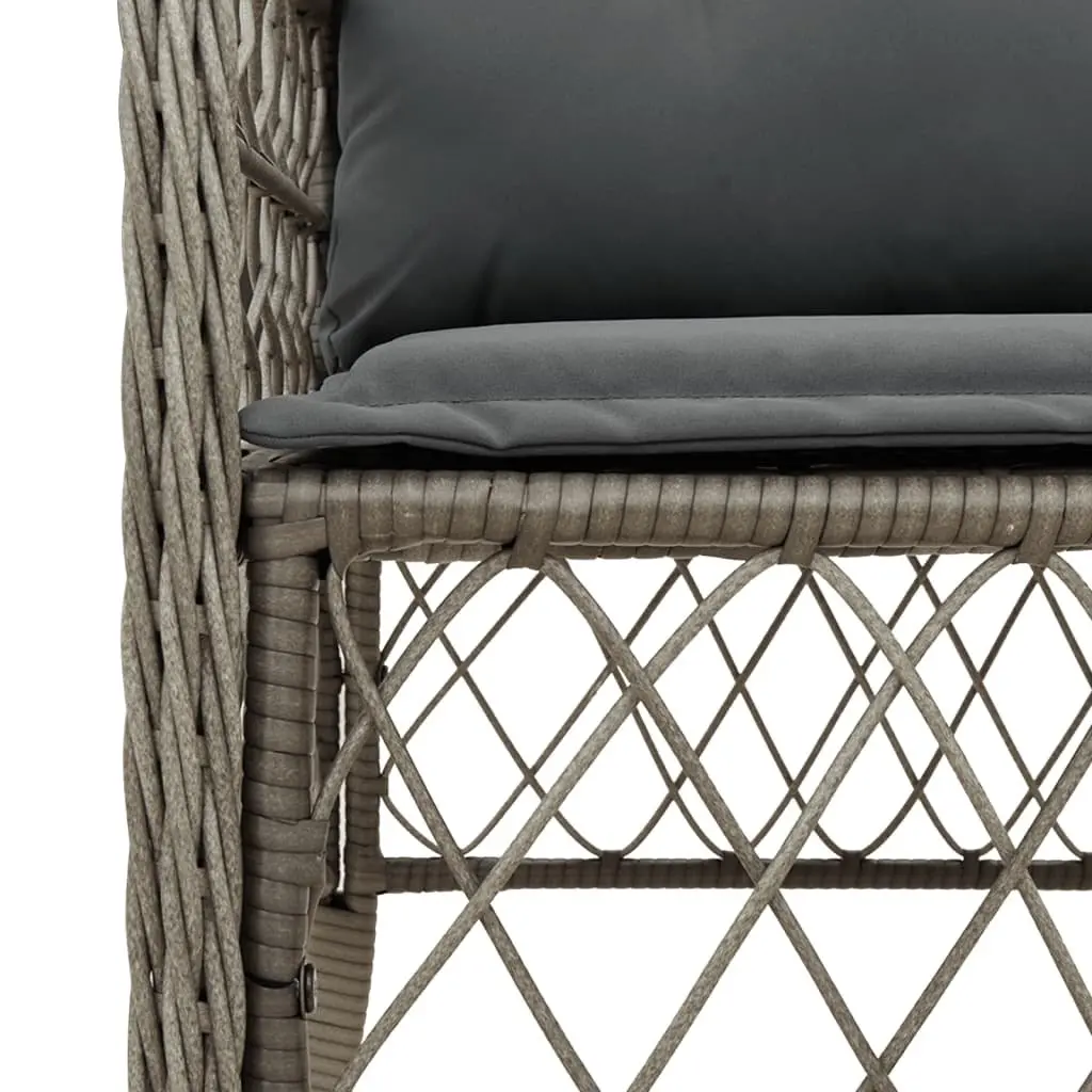 Outdoor Dining Set 9 Piece Garden Furniture Grey Poly Rattan with Cushions