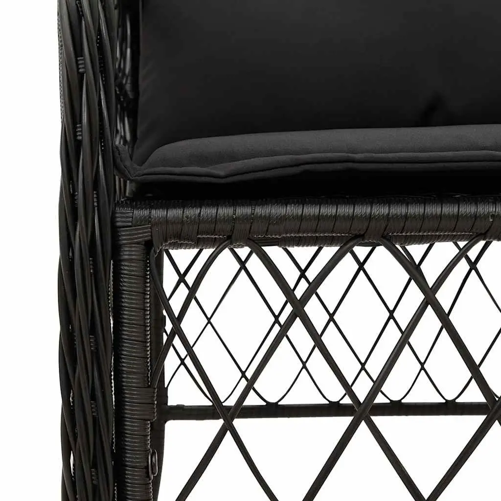 Outdoor Dining Set 5 Piece Black Poly Rattan with Cushions