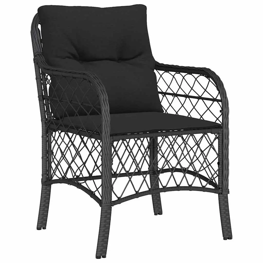 Outdoor Dining Set 5 Piece Garden Furniture Black Poly Rattan Table Chairs