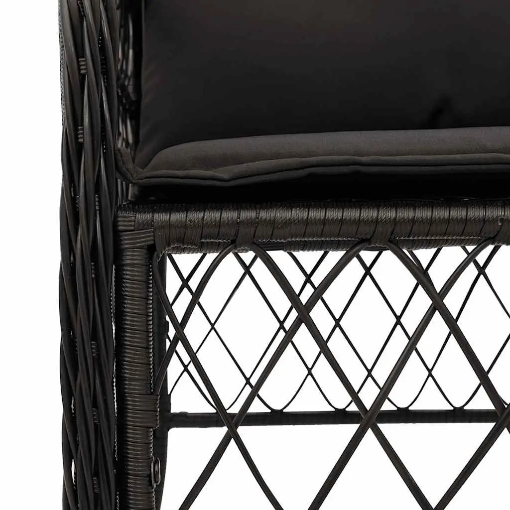 Outdoor Dining Set 5 Piece Garden Furniture Black Poly Rattan Table Chairs