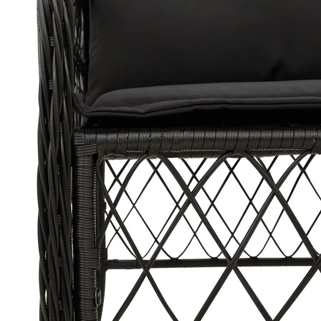 Outdoor Bistro Set 3 Piece Garden Furniture with Cushions Black Poly Rattan
