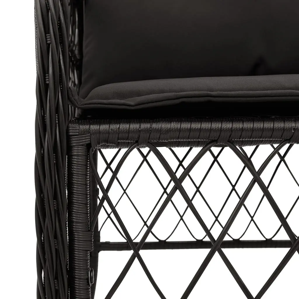 5 Piece Garden Dining Set Outdoor Patio Furniture with Cushions Black