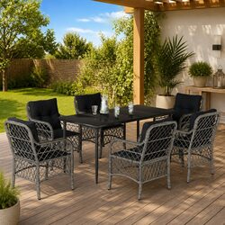 7 Piece Garden Dining Set Outdoor Patio Furniture Table Chairs with Cushions