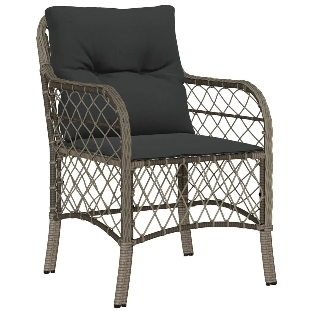 5 Piece Outdoor Garden Dining Set with Cushions Grey Poly Rattan Patio Furniture