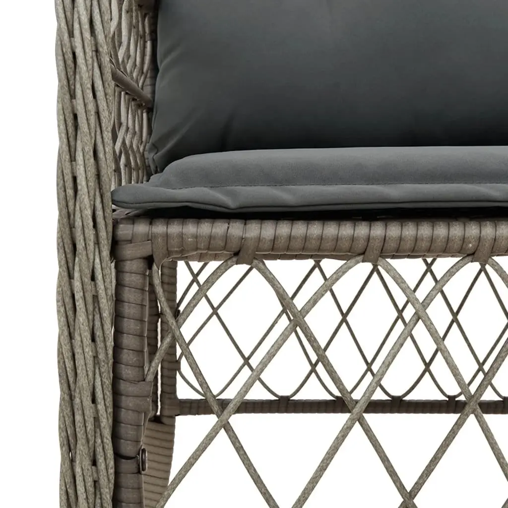7-Piece Garden Dining Set with Cushions Grey Poly Rattan Outdoor Furniture