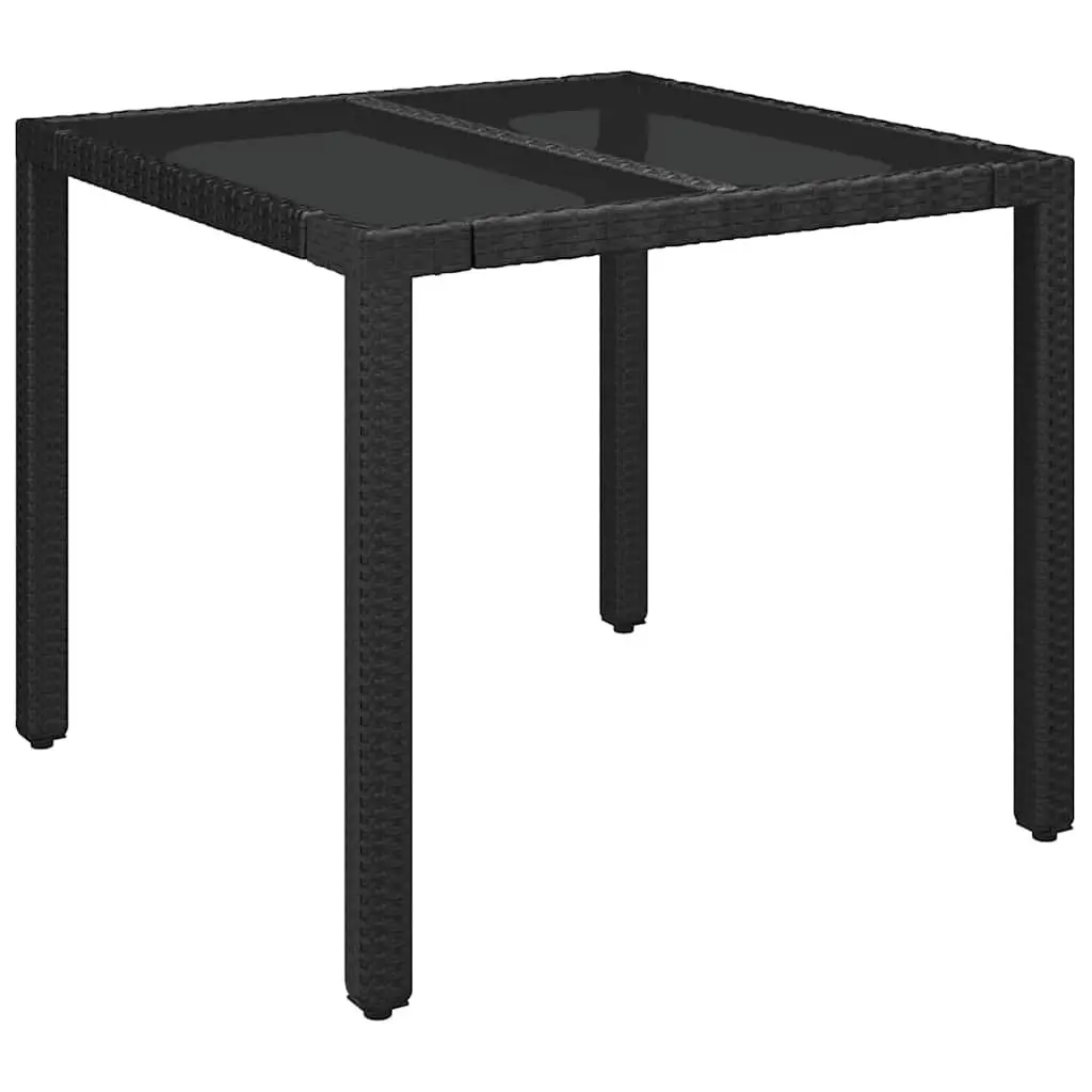 3 Piece Garden Dining Set with Cushions Black Poly Rattan Outdoor Furniture