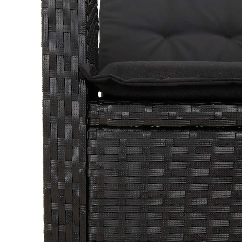 3 Piece Garden Dining Set with Cushions Black Poly Rattan Outdoor Furniture