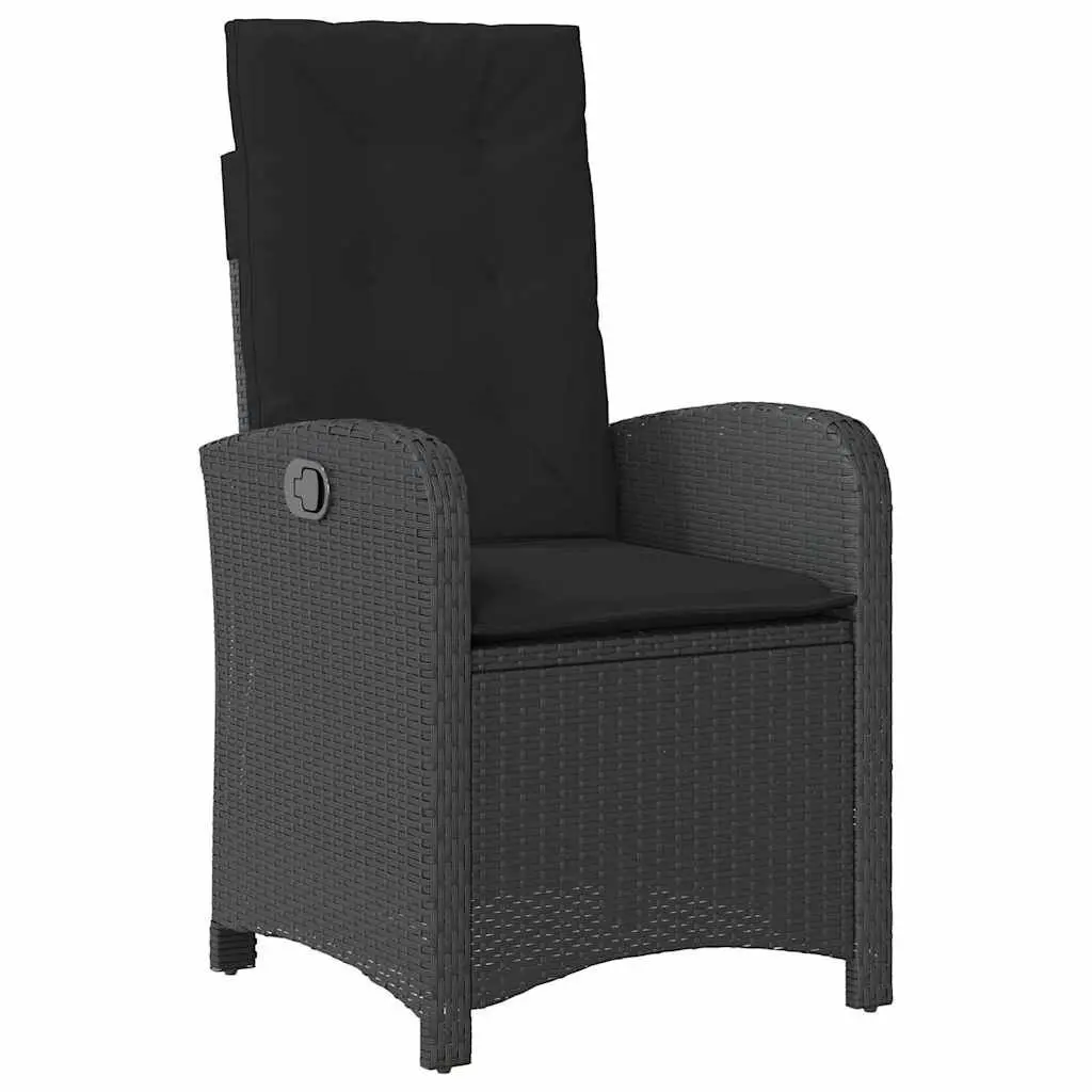 Outdoor Dining Set 7 Piece Garden Furniture Black Poly Rattan with Cushions