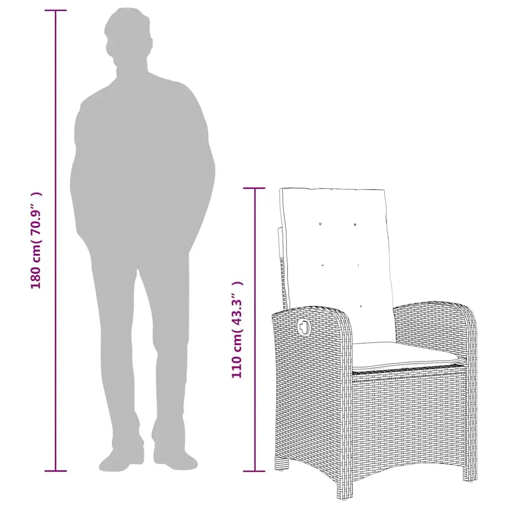7 Piece Garden Dining Set Outdoor Furniture with Cushions Black Poly Rattan