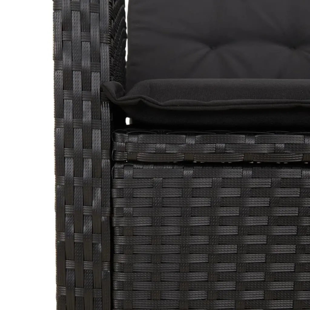3 Piece Outdoor Dining Set Black Poly Rattan Furniture Garden Patio Table Chairs