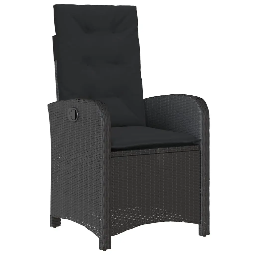 7 Piece Outdoor Garden Dining Set Black Poly Rattan with Cushions Patio
